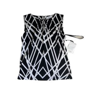 Calvin Klein | Black & White Sleeveless Graphic Blouse